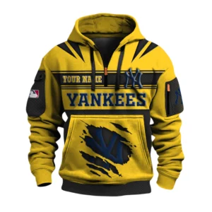 New York Yankees 3D Half Zip Hoodie Custom Your Name