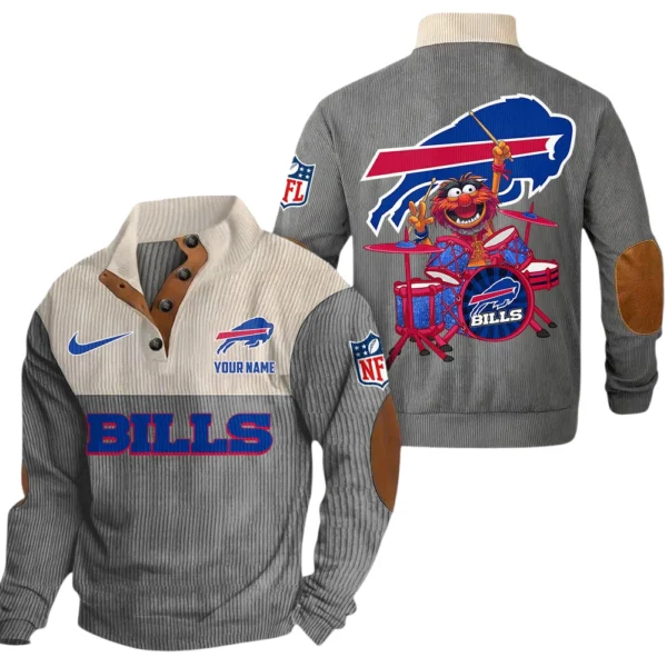 Buffalo Bills Knitted Ribbed Corduroy Sweatshirt Pullover Sweater Custom Name