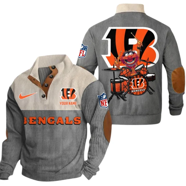 Cincinnati Bengals Knitted Ribbed Corduroy Sweatshirt Pullover Sweater Custom Name