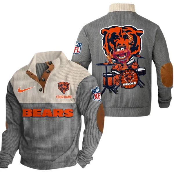 Chicago Bears Knitted Ribbed Corduroy Sweatshirt Pullover Sweater Custom Name