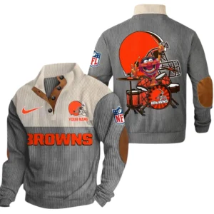 Cleveland Browns Knitted Ribbed Corduroy Sweatshirt Pullover Sweater Custom Name
