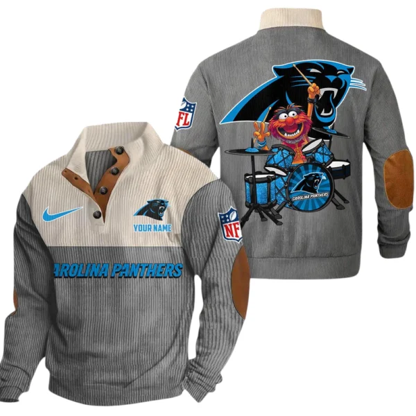 Carolina Panthers Knitted Ribbed Corduroy Sweatshirt Pullover Sweater Custom Name