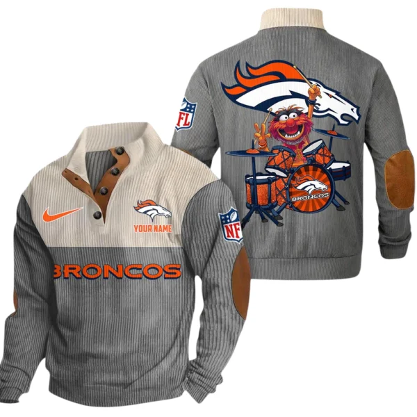 Denver Broncos Knitted Ribbed Corduroy Sweatshirt Pullover Sweater Custom Name