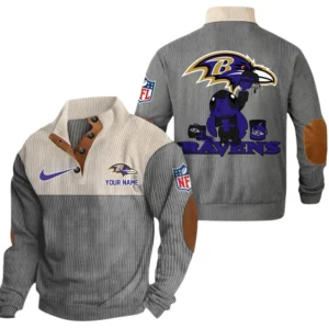 Baltimore Ravens Knitted Ribbed Corduroy Sweatshirt Pullover Sweater Custom Text