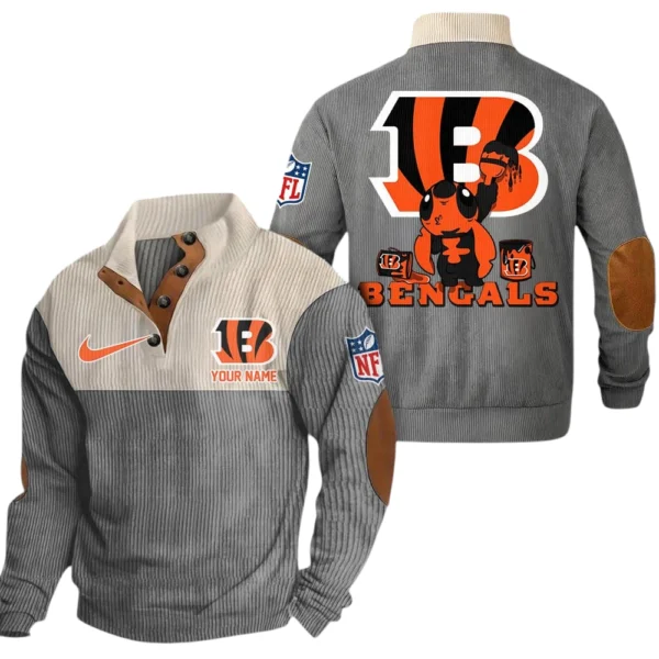 Cincinnati Bengals Knitted Ribbed Corduroy Sweatshirt Pullover Sweater Custom Text
