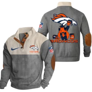 Denver Broncos Knitted Ribbed Corduroy Sweatshirt Pullover Sweater Custom Text