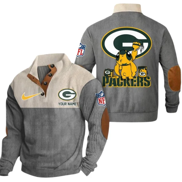 Green Bay Packers Knitted Ribbed Corduroy Sweatshirt Pullover Sweater Custom Text