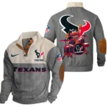 Houston Texans Knitted Ribbed Corduroy Sweatshirt Pullover Sweater Custom Name