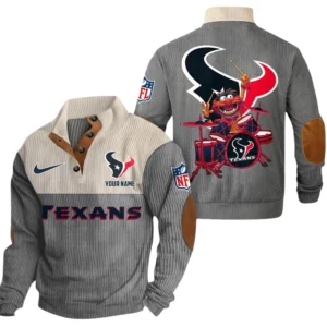 Houston Texans Knitted Ribbed Corduroy Sweatshirt Pullover Sweater Custom Name