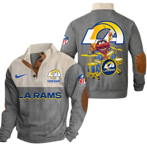 Los Angeles Rams Knitted Ribbed Corduroy Sweatshirt Pullover Sweater Custom Name