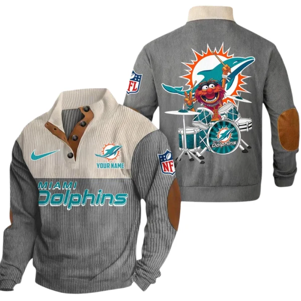 Miami Dolphins Knitted Ribbed Corduroy Sweatshirt Pullover Sweater Custom Name