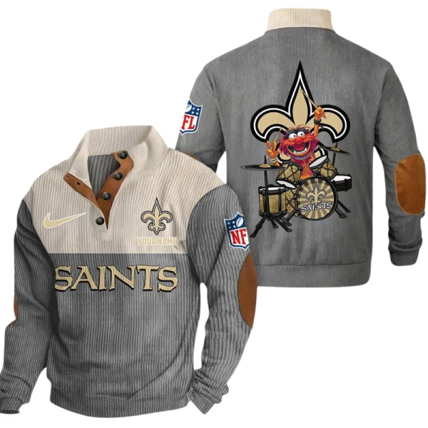 New Orleans Saints Knitted Ribbed Corduroy Sweatshirt Pullover Sweater Custom Name