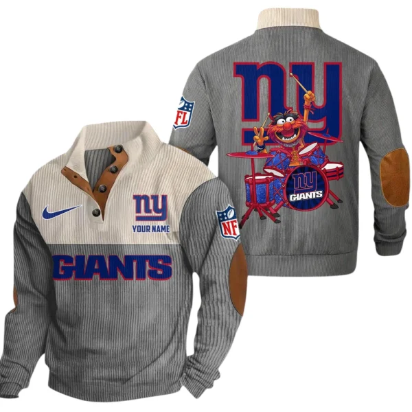 New York Giants Knitted Ribbed Corduroy Sweatshirt Pullover Sweater Custom Name