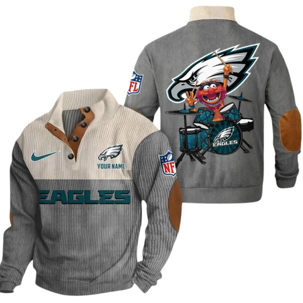 Philadelphia Eagles Knitted Ribbed Corduroy Sweatshirt Pullover Sweater Custom Name
