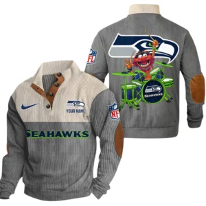 Seattle Seahawks Knitted Ribbed Corduroy Sweatshirt Pullover Sweater Custom Name