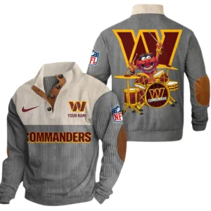 Washington Commanders Knitted Ribbed Corduroy Sweatshirt Pullover Sweater Custom Name