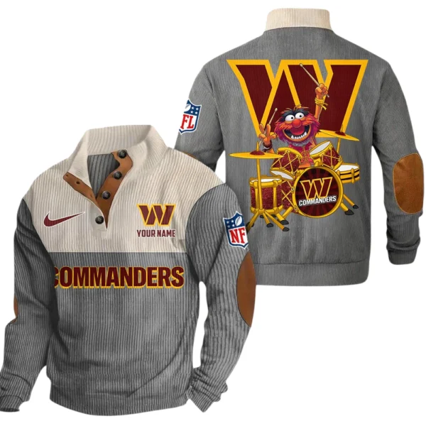 Washington Commanders Knitted Ribbed Corduroy Sweatshirt Pullover Sweater Custom Name