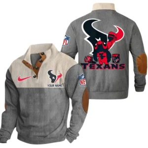 Houston Texans Knitted Ribbed Corduroy Sweatshirt Pullover Sweater Custom Text