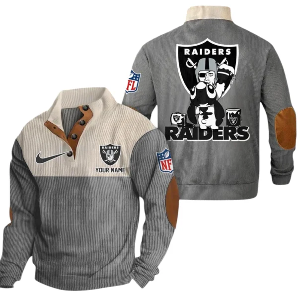 Las Vegas Raiders Knitted Ribbed Corduroy Sweatshirt Pullover Sweater Custom Text