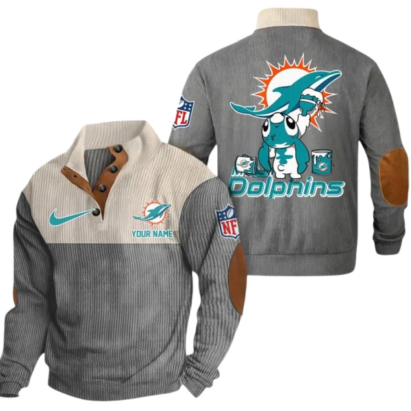 Miami Dolphins Knitted Ribbed Corduroy Sweatshirt Pullover Sweater Custom Text