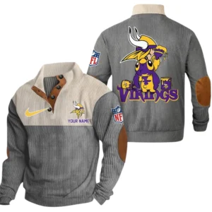 Minnesota Vikings Knitted Ribbed Corduroy Sweatshirt Pullover Sweater Custom Text
