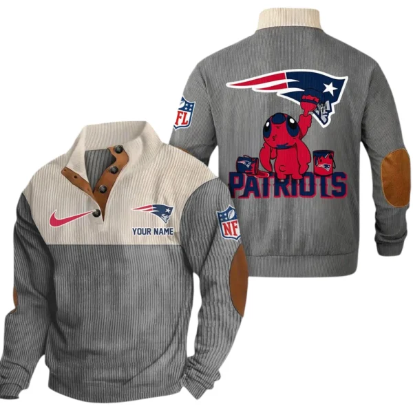 New England Patriots Knitted Ribbed Corduroy Sweatshirt Pullover Sweater Custom Text