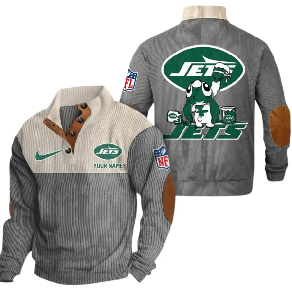 New York Jets Knitted Ribbed Corduroy Sweatshirt Pullover Sweater Custom Text
