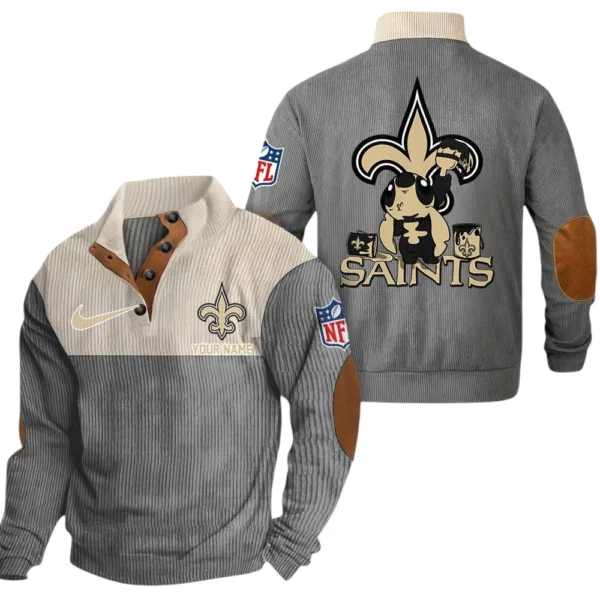 New Orleans Saints Knitted Ribbed Corduroy Sweatshirt Pullover Sweater Custom Text