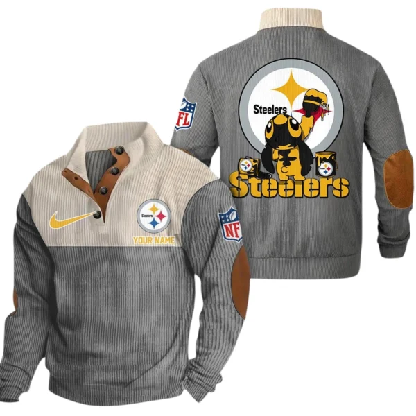 Pittsburgh Steelers Knitted Ribbed Corduroy Sweatshirt Pullover Sweater Custom Text