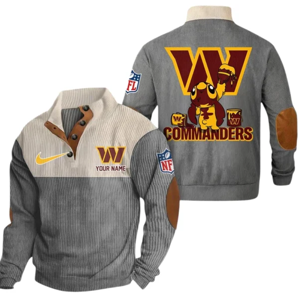 Washington Commanders Knitted Ribbed Corduroy Sweatshirt Pullover Sweater Custom Text