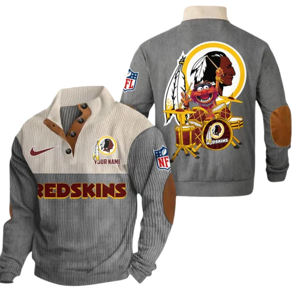 Washington Redskin Knitted Ribbed Corduroy Sweatshirt Pullover Sweater Custom Name