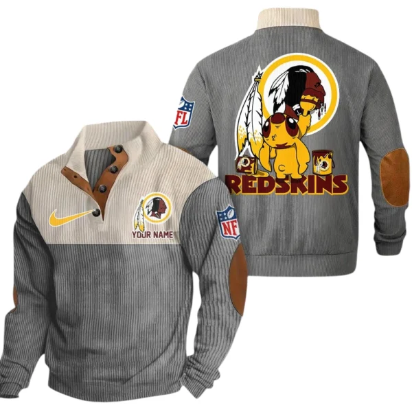 Washington Redskin Knitted Ribbed Corduroy Sweatshirt Pullover Sweater Custom Text