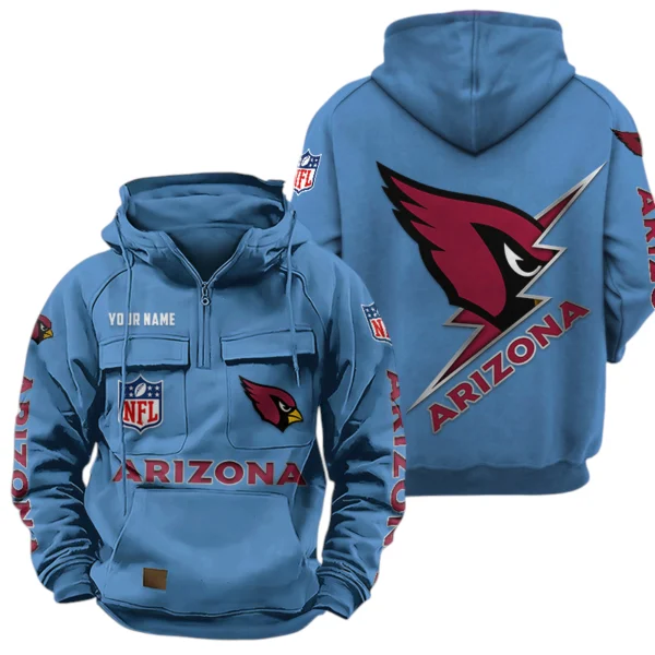 Arizona Cardinals Quarter Zip Hoodie Multi-Pockets Custom Name