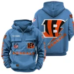 Cincinnati Bengals Quarter Zip Hoodie Multi-Pockets Custom Name
