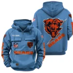 Chicago Bears Quarter Zip Hoodie Multi-Pockets Custom Name