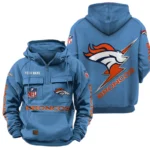 Denver Broncos Quarter Zip Hoodie Multi-Pockets Custom Name