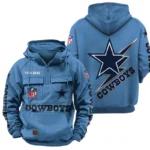 Dallas Cowboys Quarter Zip Hoodie Multi-Pockets Custom Name