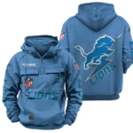 Detroit Lions Quarter Zip Hoodie Multi-Pockets Custom Name