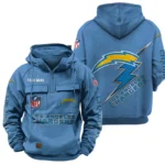 Los Angeles Chargers Quarter Zip Hoodie Multi-Pockets Custom Name
