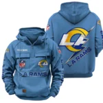 Los Angeles Rams Quarter Zip Hoodie Multi-Pockets Custom Name