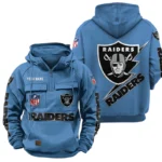 Las Vegas Raiders Quarter Zip Hoodie Multi-Pockets Custom Name