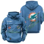 Miami Dolphins Quarter Zip Hoodie Multi-Pockets Custom Name