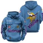 Minnesota Vikings Quarter Zip Hoodie Multi-Pockets Custom Name