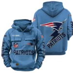 New England Patriots Quarter Zip Hoodie Multi-Pockets Custom Name