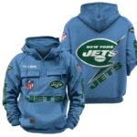 New York Jets Quarter Zip Hoodie Multi-Pockets Custom Name