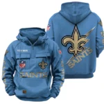 New Orleans Saints Quarter Zip Hoodie Multi-Pockets Custom Name