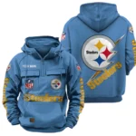 Pittsburgh Steelers Quarter Zip Hoodie Multi-Pockets Custom Name