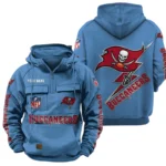 Tampa Bay Buccaneers Quarter Zip Hoodie Multi-Pockets Custom Name