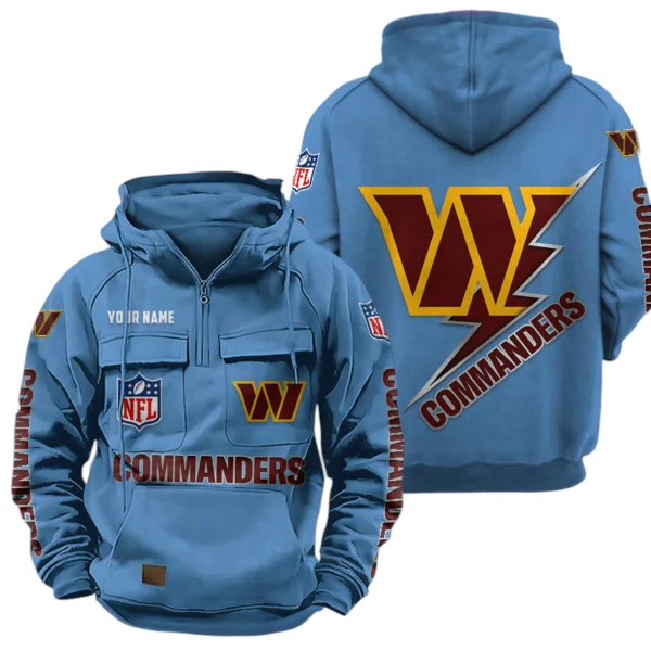 Washington Commanders Quarter Zip Hoodie Multi-Pockets Custom Name