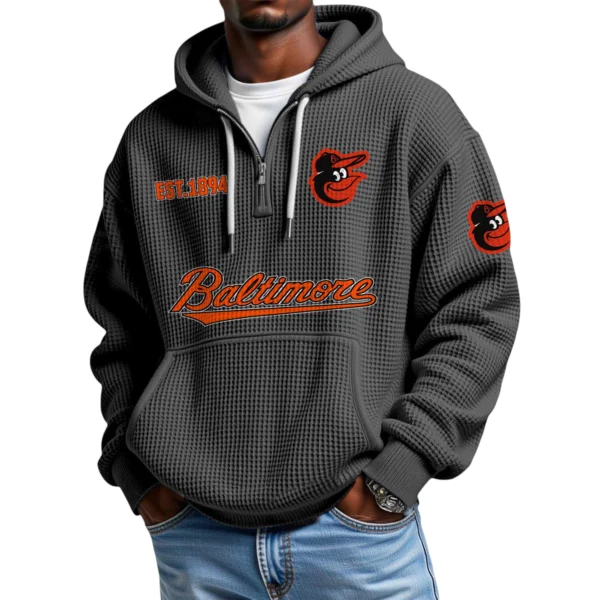 Baltimore Orioles Quarter-Zip Waffle Knit Hoodie